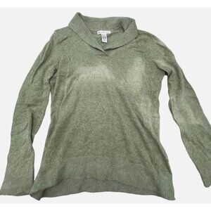 susan bristol cowl neck sweater green nylon blend pullover size large READ